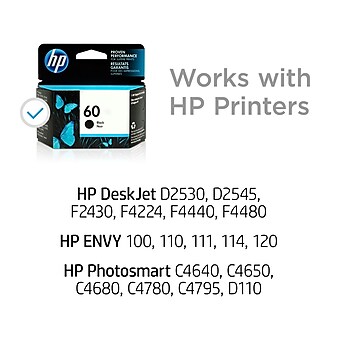 HP 60 Black Standard Yield Ink Cartridge (CC640WN#140)