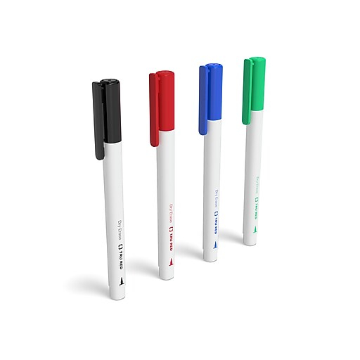 TRU RED™ Pen Dry Erase Markers, Ultra Fine Tip, Assorted Colors, 4/Pack