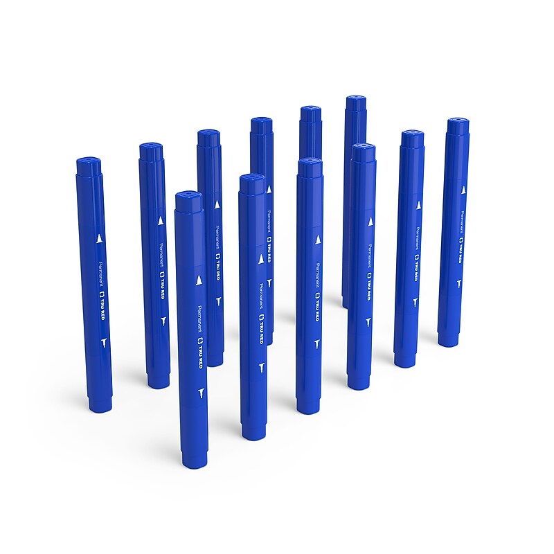 TRU RED™ Pen Permanent Markers, Twin Tip, Blue, 12/Pack (TR57831) image 1