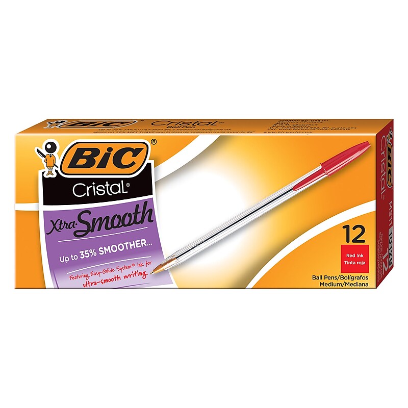BIC Cristal Ballpoint Pens, Medium Point, Red Ink, Dozen (10128/MS11RD) image 1