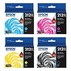 Epson T212XL Black/Cyan/Magenta/Yellow High Yield Ink Cartridges