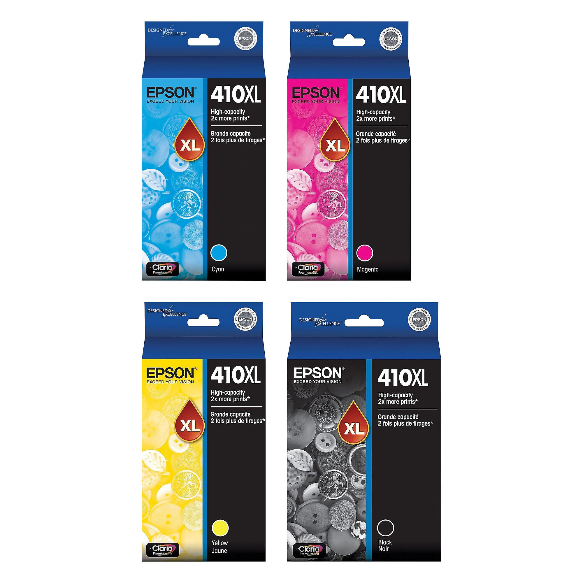 Epson T410XL Black/Cyan/Magenta/Yellow High Yield Ink Cartridges, 4/Pack (T410BCMYXL-VB Sansujyuku sansujyuku.com