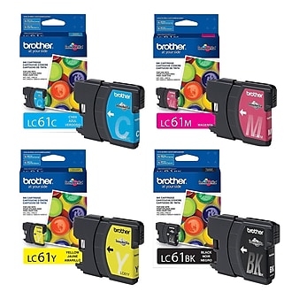 Brother LC61 Black, Cyan, Magenta, Yellow, Standard Yield Ink, 4/Pack