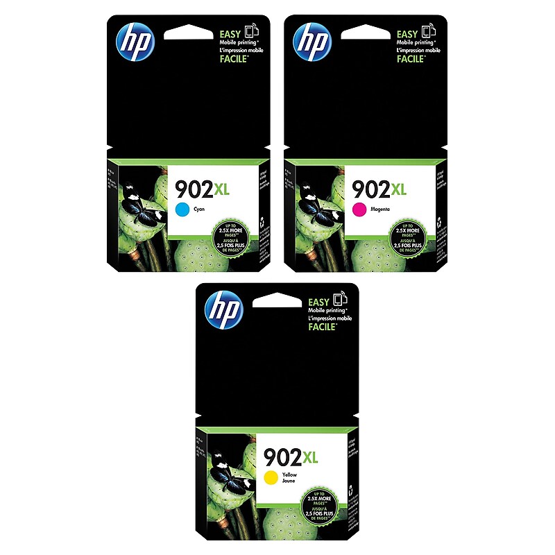 HP 902 Cyan/Magenta/Yellow High Yield Ink Cartridge, 3/Pack (T0A38ANXL3PK-VB) image 1