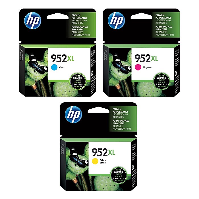 HP 952XL Cyan/Magenta/Yellow High Yield Ink Cartridge, 3/Pack
