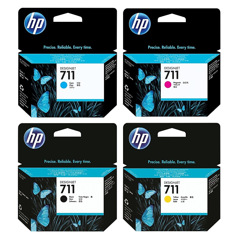 HP 711 Black/Cyan/Magenta/Yellow High Yield/Standard Ink Cartridge, 4/Pack (CZ139A4PK-VB) image 1