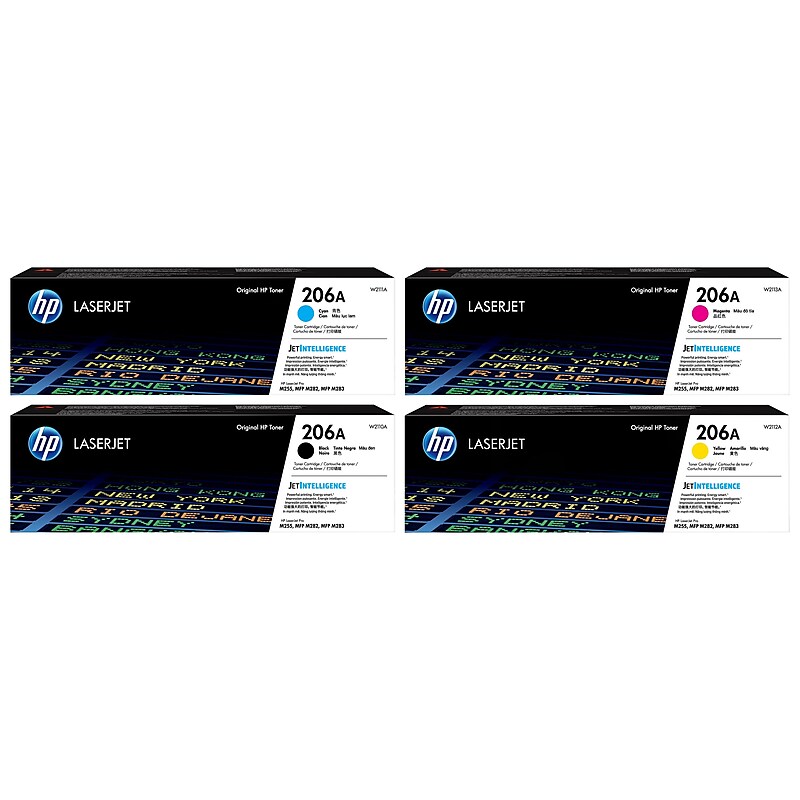 HP 206A Black/Cyan/Magenta/Yellow Standard Yield Toner Cartridge, 4/Pack (W20114A-VB) image 1