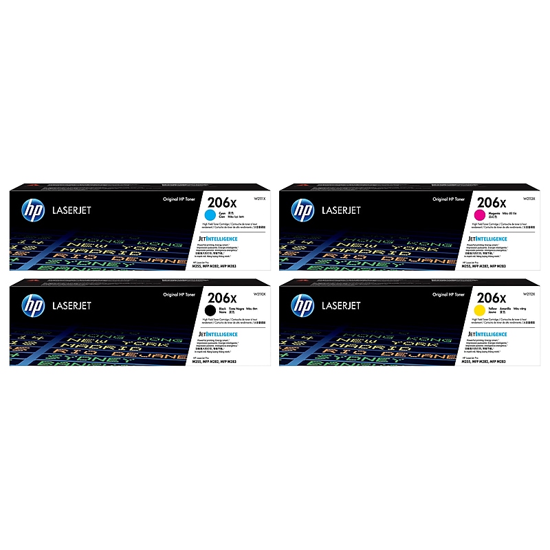 HP 206X Black/Cyan/Magenta/Yellow High Yield Toner Cartridge, 4/Pack (W2114X-VB) image 1