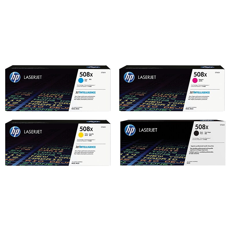 HP 508X Black/Cyan/Magenta/Yellow High Yield Toner Cartridge, 4/Pack (C9724Z-VB) image 1