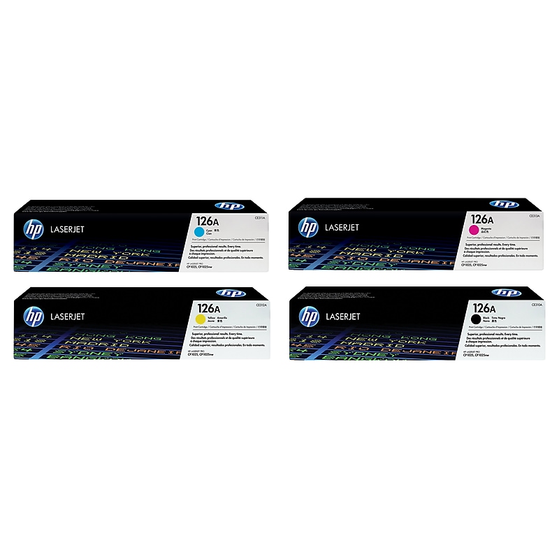 HP 126A Black/Cyan/Magenta/Yellow Standard Yield Toner Cartridge, 4/Pack (CF344PK-VB) image 1
