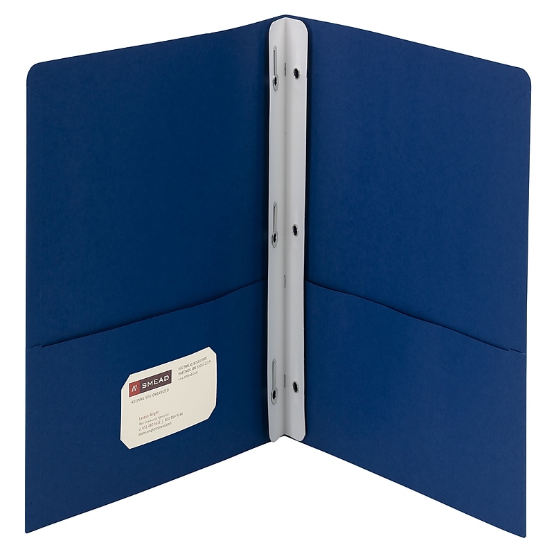Smead 2-Pocket Portfolio Folder with Fasteners, Dark Blue, 25/Box (88054) image 1