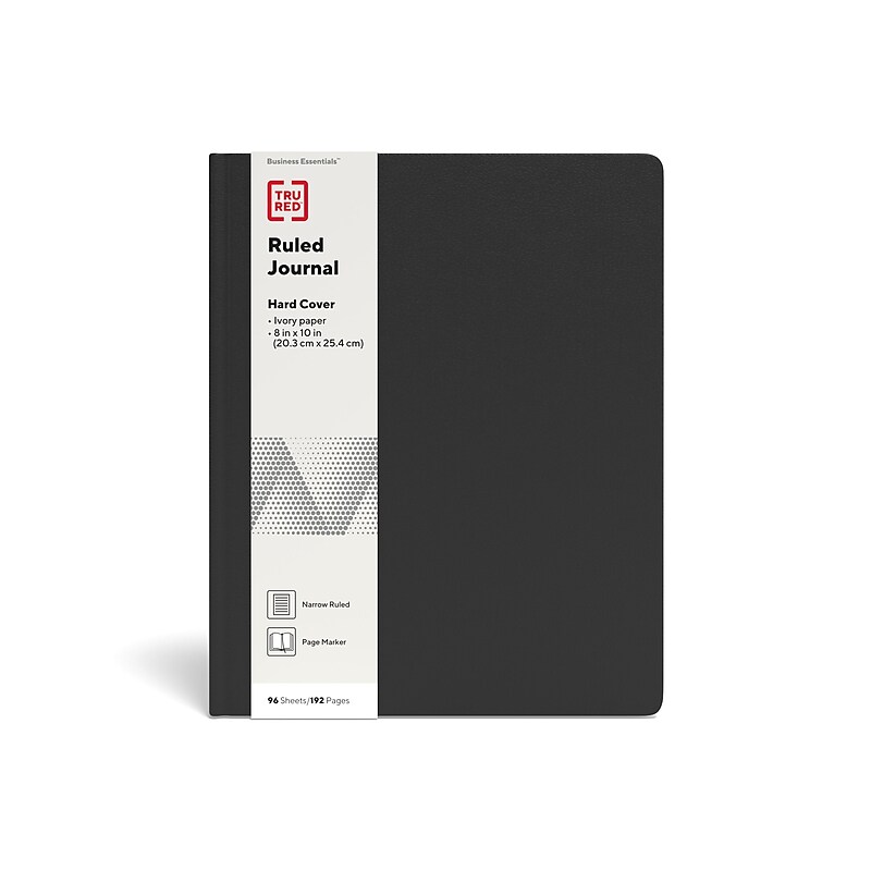 TRU RED™ Large Hard Cover Ruled Journal, 8" x 10", Black (TR54768) image 1