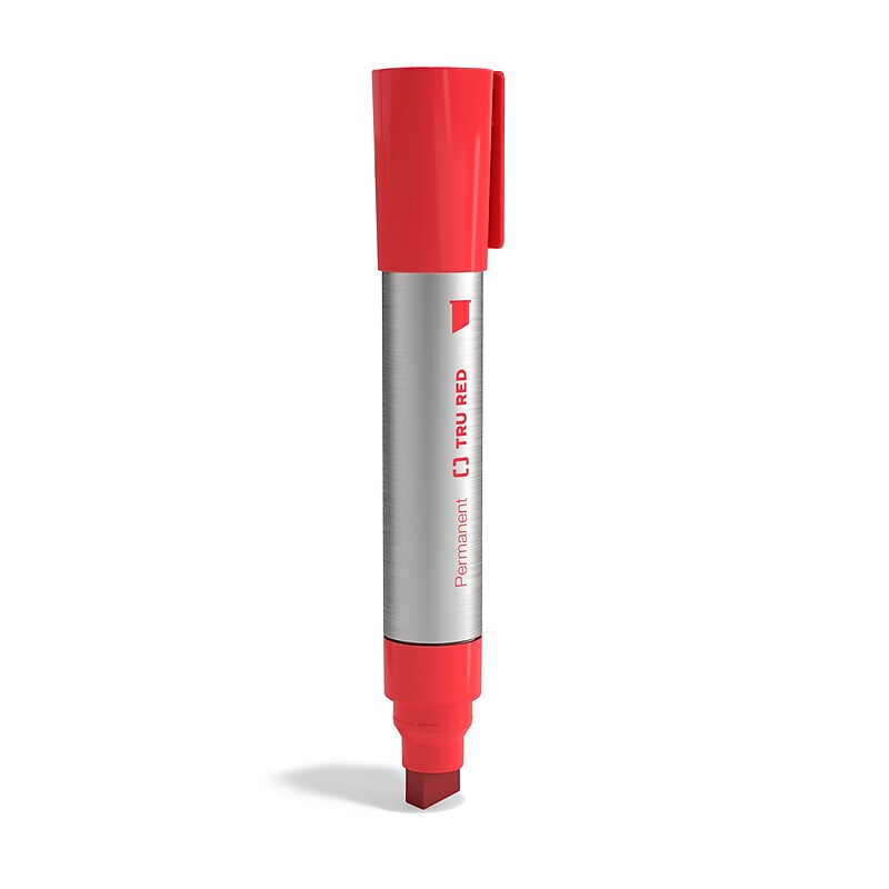 TRU RED™ XL Tank Permanent Marker, Chisel Tip, Red (TR56934) image 1