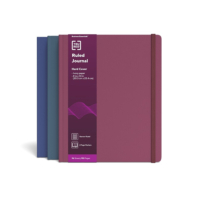 TRU RED Hardcover Journal, 8" x 10", Narrow Ruled, Assorted Colors, 96 Pages (TR54771) image 1