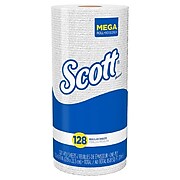 Scott Kitchen Rolls Paper Towels, 1-Ply, 128 Sheets/Roll, 20 Rolls/Carton (41482)