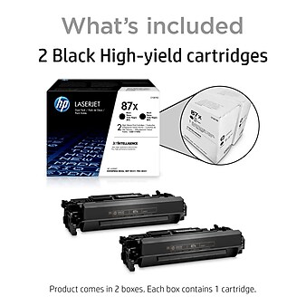 HP 87X Black High Yield Toner Cartridge, 2/Pack (CF287XD), print up to 18000 pages