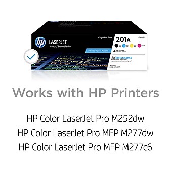 HP 201A Black/Cyan/Magenta/Yellow Standard Yield Toner Cartridge, 4/Pack (CF400AQ1)