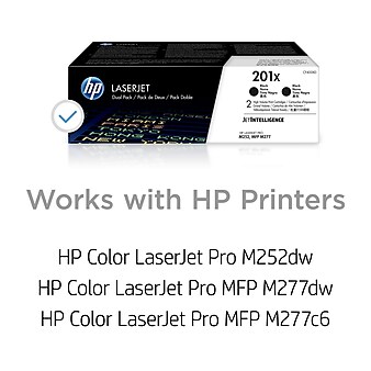 HP 201X Black High Yield Toner Cartridge, 2/Pack (CF400XD)