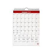 2022 TRU RED™ 11" x 8" Monthly Wall Calendar, Black/Red/White (TR53922-22)