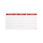 2022 TRU RED™ 12" x 23" Monthly Wall Calendar, Black/Red/White (TR53921-22)