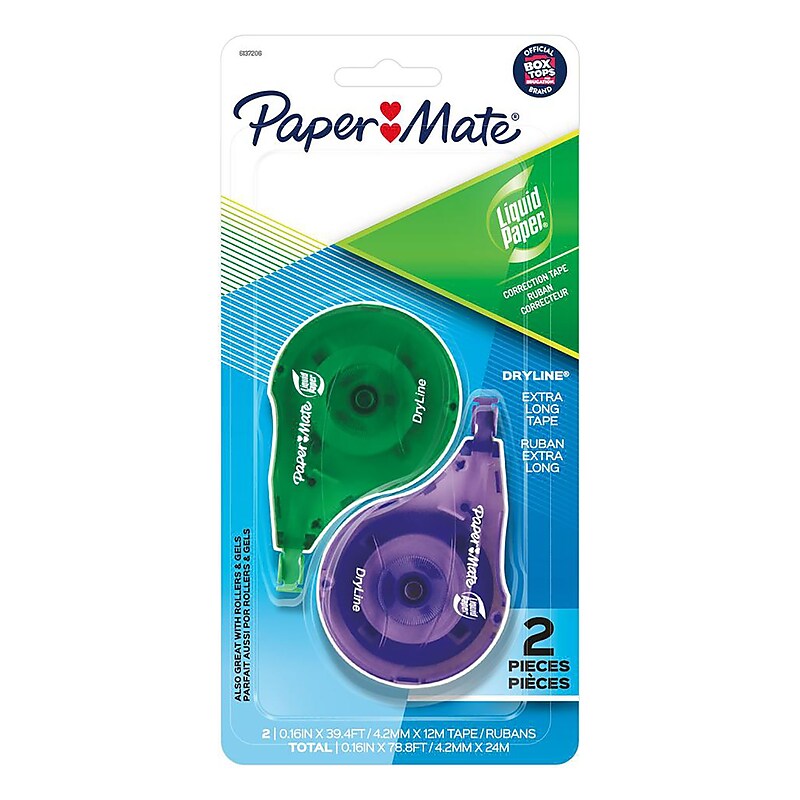 Paper Mate Mate Liquid Paper DryLine Correction Tape, White, 2/Pack (6137206) image 1