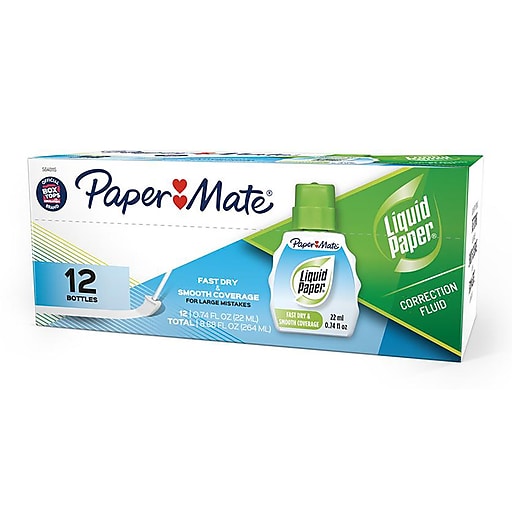 Paper Mate Liquid Paper Correction Fluid, 22ml., White, 12/Pack (56401)