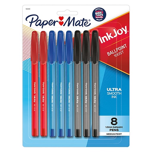 Paper Mate InkJoy 100ST Ballpoint Pen, Medium Point, Assorted Ink, 8 ...