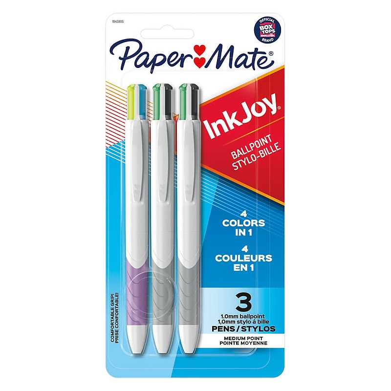 Paper Mate InkJoy Quatro Retractable Ballpoint Pen, Medium Point, Assorted Ink, 3/Pack (1832419) image 1