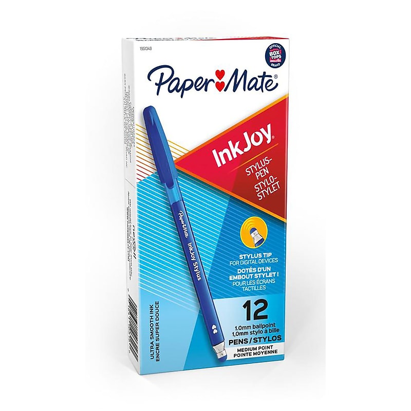 Paper Mate InkJoy 2 in 1 Stylus Ballpoint Pen, Medium Point, Blue Ink, Dozen (1951349) image 1