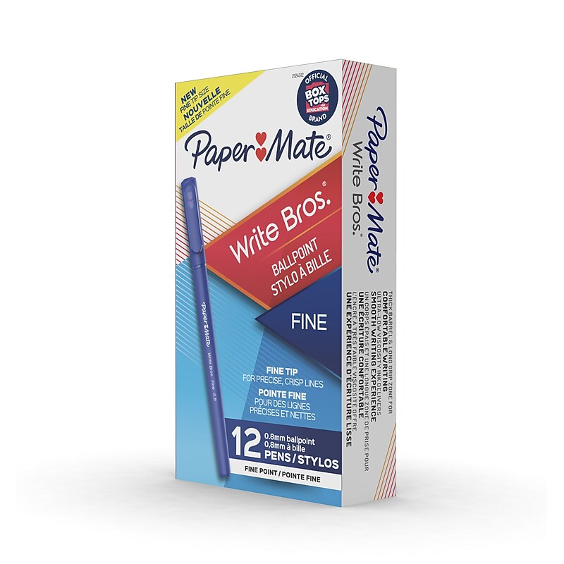 Paper Mate Write Bros. Ballpoint Pen, Fine Point, Blue Ink, Dozen (3361131) image 1