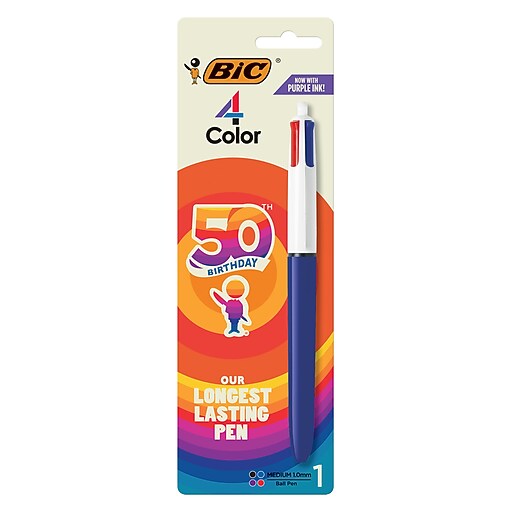 BIC 4-Color Ballpoint Pen, Medium Point, Assorted Ink (90031) | Staples