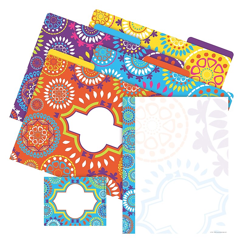 Barker Creek Moroccan File Folders, Computer Paper and Nametags, 1/3-Cut Tab, Letter Size, Assorted Colors, 107/Set (BC0115) image 1