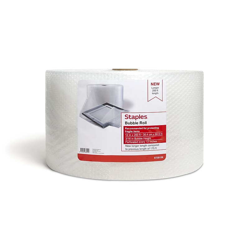 Staples 3/16" Bubble Roll, 12" x 200', Clear (ST59156) image 1