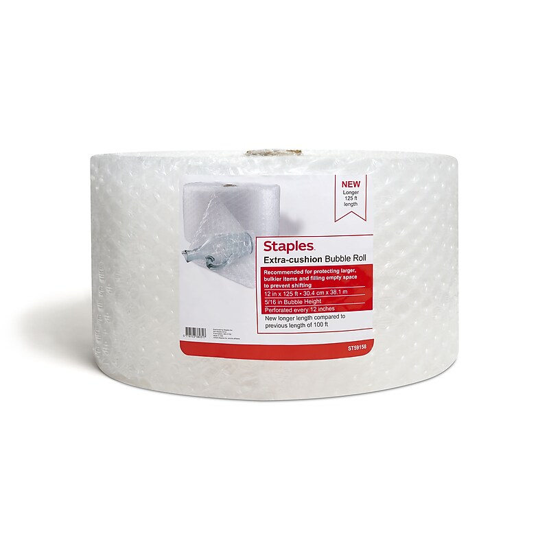 Staples 5/16" Bubble Roll, 12" x 125', Clear (ST59158) image 1