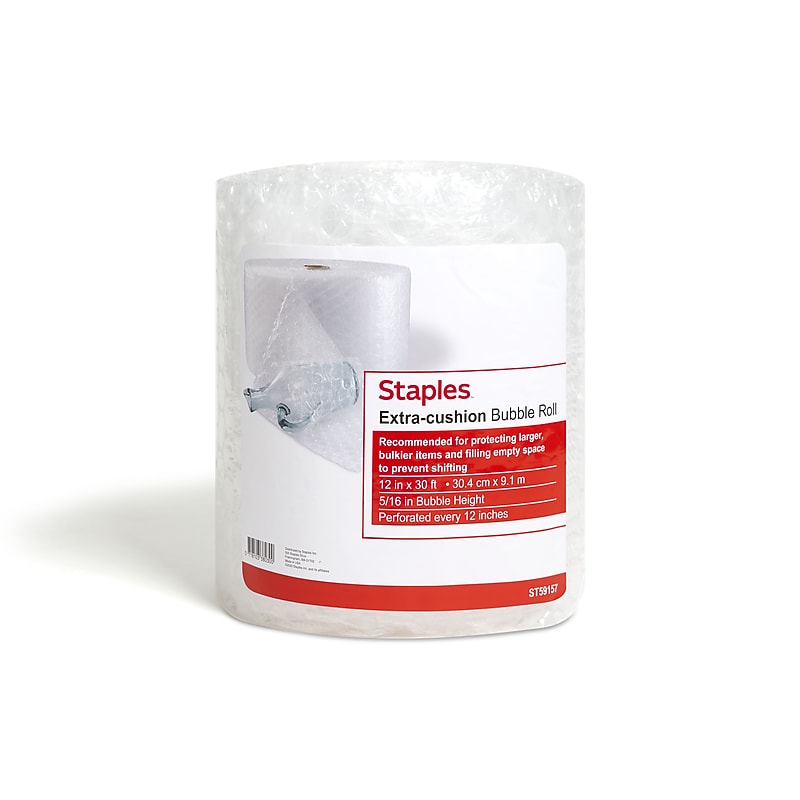 Staples 5/16" Bubble Roll, 12" x 30', Clear (ST59157) image 1