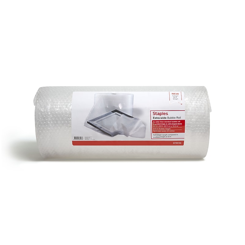 Staples 3/16" Bubble Roll, 24"x50', Clear (ST59153) image 1