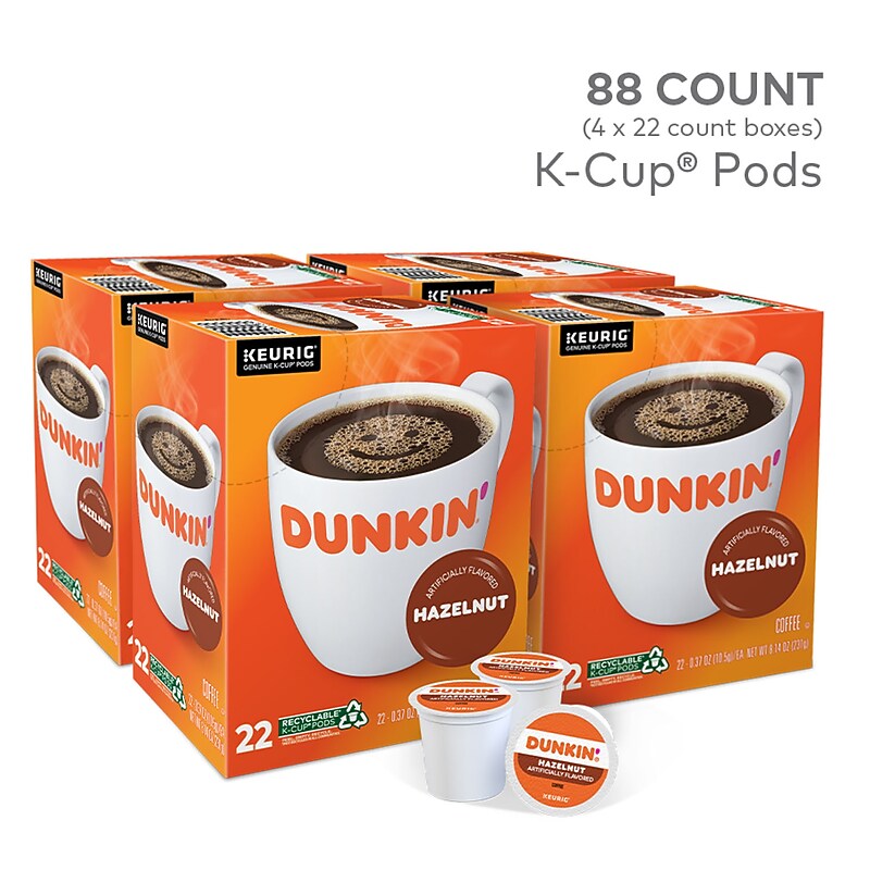 Dunkin' Hazelnut Coffee, Keurig® K-Cup® Pods, Medium Roast, 88/Carton (400848) image 1