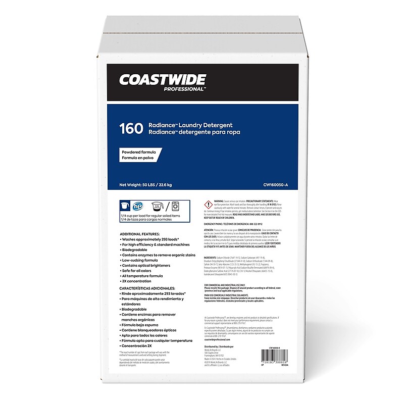 Coastwide Professional™ Radiance™ Powder Laundry Detergent, 293 Loads, 800 oz., 50 lbs. (CW160050-A/9005) image 1
