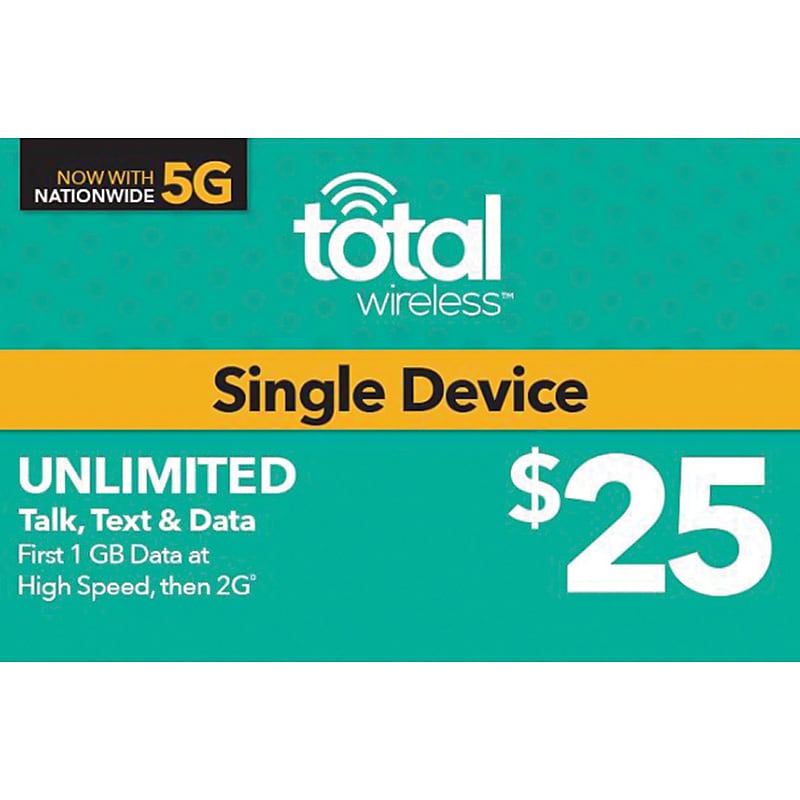 Total Wireless Unl Talk SMS  Prepaid Airtime Card $25 image 1