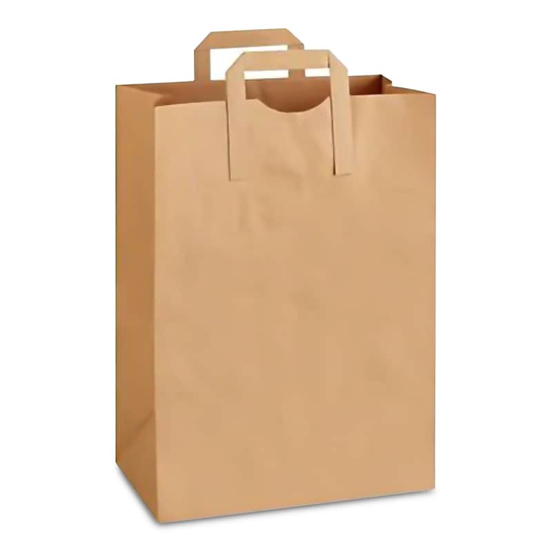 Staples® Flat Handle Shopping Bag, 12" x 7" x 17", Kraft, 300/Carton (V41271790100300) image 1