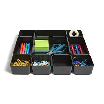 TRU RED™ 10-Compartment Plastic Drawer Organizer, Black (TR58205)