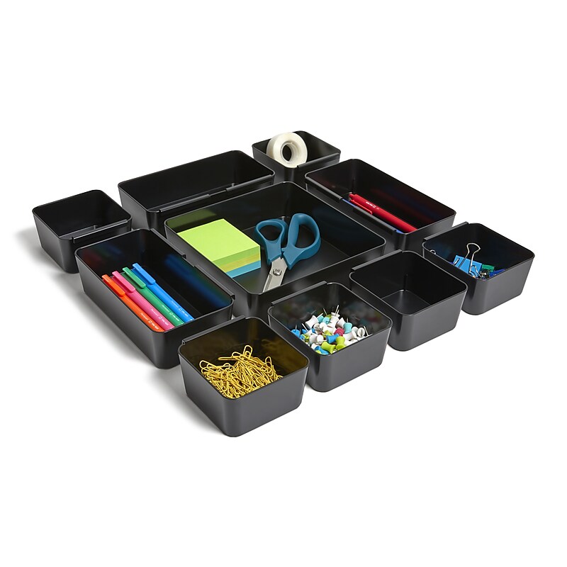 TRU RED™ 10-Compartment Plastic Drawer Organizer, Black (TR58205) image 1