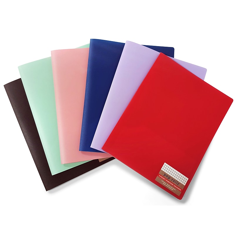Pep Rally Homework Organizer 3-Hole Punched 8 Pocket Presentation Folder with Dividers, Assorted Colors (58764) image 1