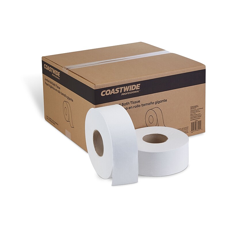 Coastwide Professional™ Recycled Jumbo Toilet Paper, 2-ply, White, 1000 ft./Roll, 12 Rolls/Case (CW26544) image 1