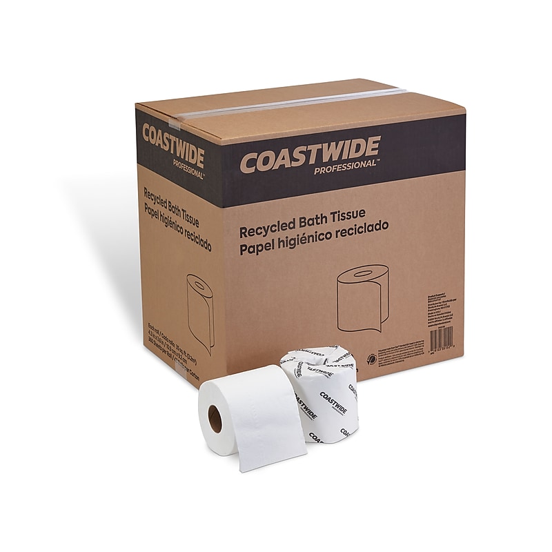 Coastwide Professional™ Recycled Toilet Paper, 2-ply, White, 350 Sheets/Roll, 48 Rolls/Case (CW20189) image 1
