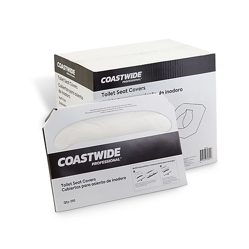Coastwide Professional™ Toilet Seat Covers, 0.87" x 10.43", 250/Pack