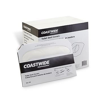 Coastwide Professional™ Toilet Seat Covers, 0.87" x 10.43", 250/Pack, 20 Packs/Carton (CW24775)
