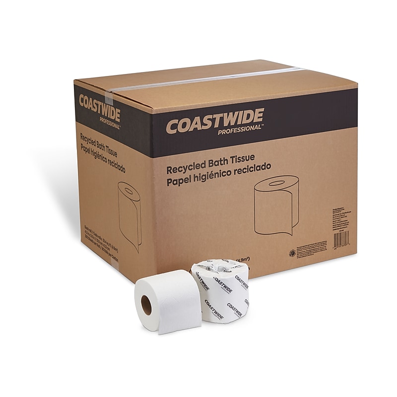 Coastwide Professional™ Recycled Toilet Paper, 2-ply, White, 550 Sheets/Roll, 80 Rolls/Carton (CW21989) image 1
