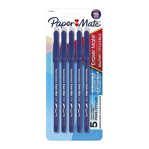 Paper Mate Eraser Mate Erasable Ballpoint Pen, Medium Point, Blue Ink ...
