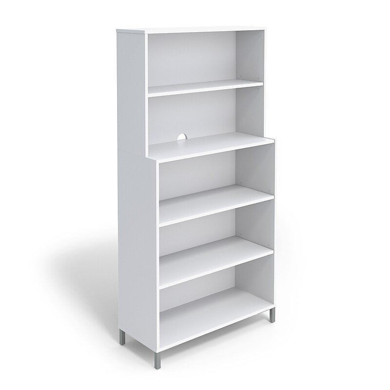 Union & Scale™ Essentials 5 Shelf 72"H Laminate Bookcase, White (UN56974) image 1